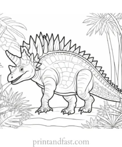 stegosaurus coloring page with jungle