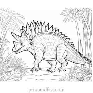 stegosaurus coloring page with jungle