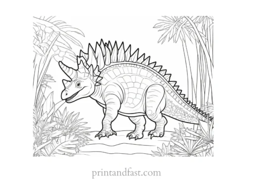 stegosaurus coloring page with jungle