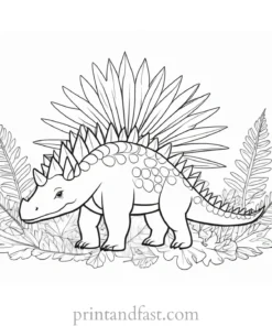 stegosaurus coloring page with leaves