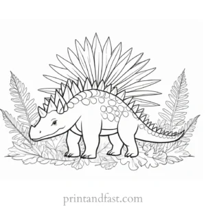 stegosaurus coloring page with leaves