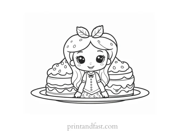 strawberry shortcake coloring page for girls