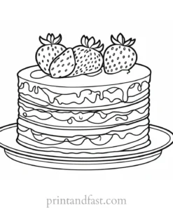 strawberry shortcake coloring page with cake