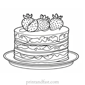 strawberry shortcake coloring page with cake