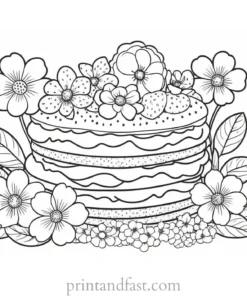 strawberry shortcake coloring page with flowers