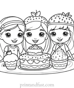 strawberry shortcake coloring page with friends