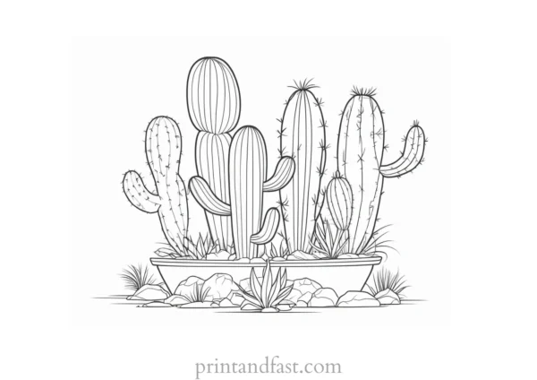 summer Cactus Coloring Page