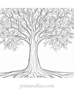 tree coloring page detailed