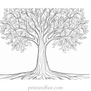 tree coloring page detailed