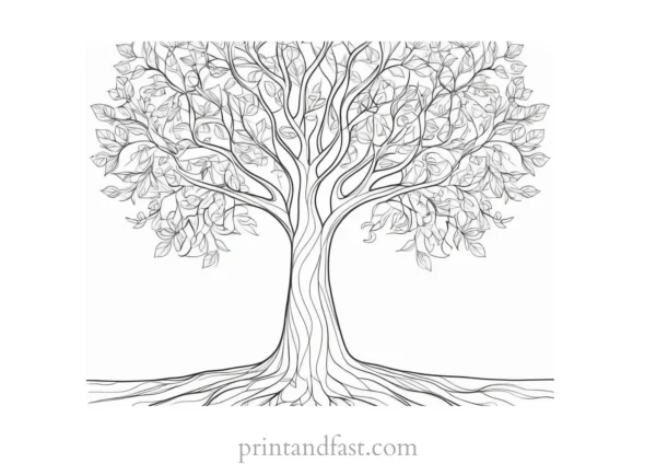 tree coloring page detailed