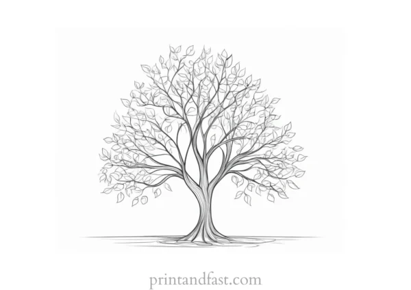 tree coloring page for art therapy