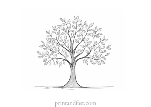 tree coloring page for botanical illustration