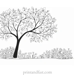 tree coloring page for mindfulness