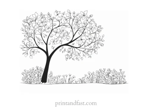 tree coloring page for mindfulness