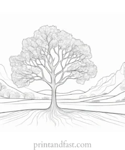 tree coloring page for stress relief