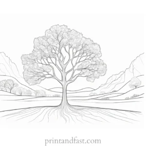 tree coloring page for stress relief