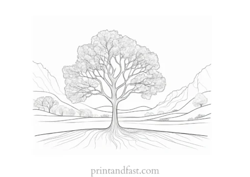 tree coloring page for stress relief