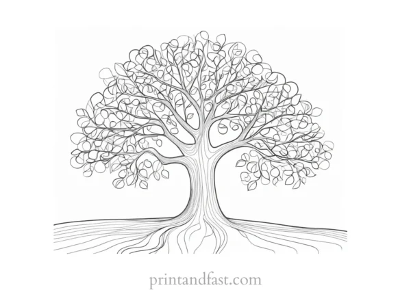 tree coloring page intricate