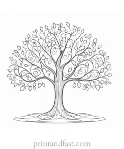 tree coloring page landscape