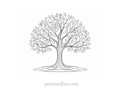 tree coloring page landscape