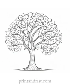 tree coloring page nature