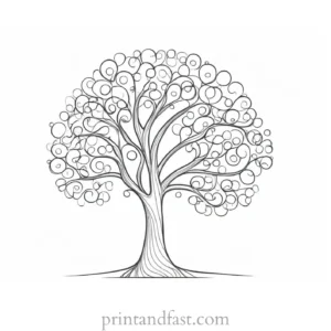 tree coloring page nature