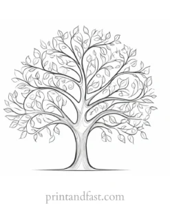 tree coloring page with branches