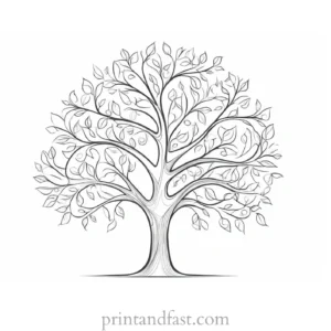 tree coloring page with branches