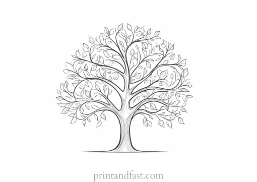 tree coloring page with branches