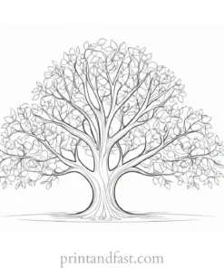 tree coloring page with flowers