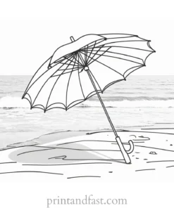 umbrella coloring page beach