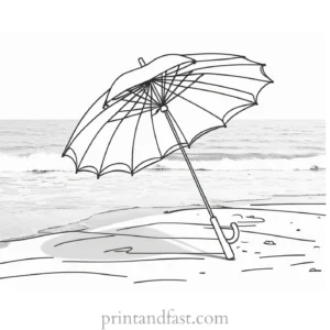 umbrella coloring page beach