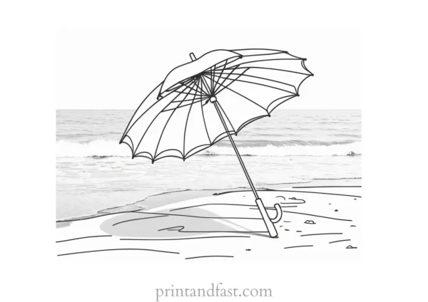 umbrella coloring page beach