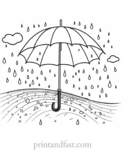 umbrella coloring page rainy day