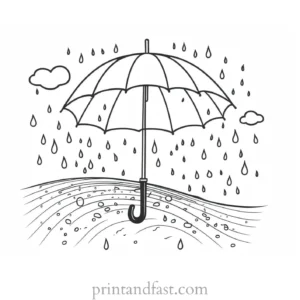 umbrella coloring page rainy day