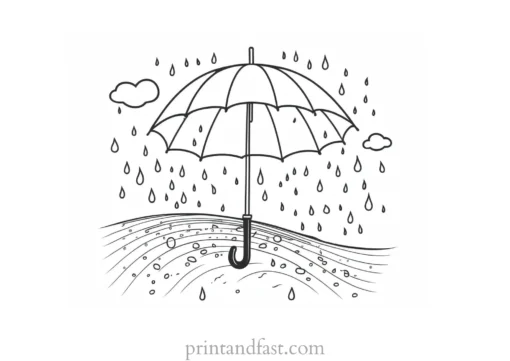 umbrella coloring page rainy day