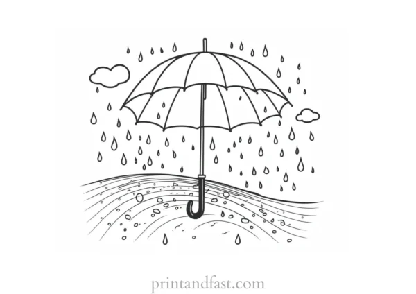 umbrella coloring page rainy day