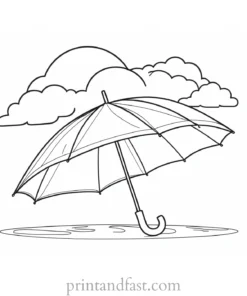 umbrella coloring page with clouds