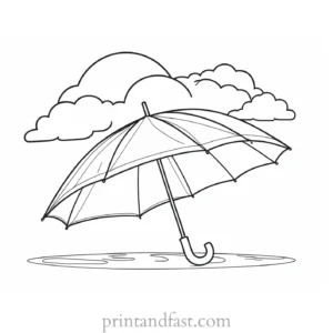 umbrella coloring page with clouds