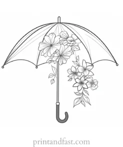 umbrella coloring page with flowers