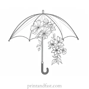 umbrella coloring page with flowers