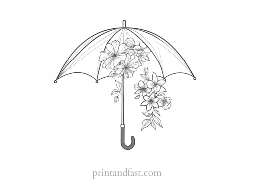 umbrella coloring page with flowers