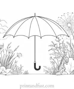 umbrella coloring page with nature