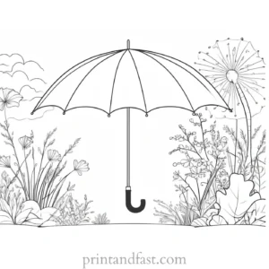 umbrella coloring page with nature