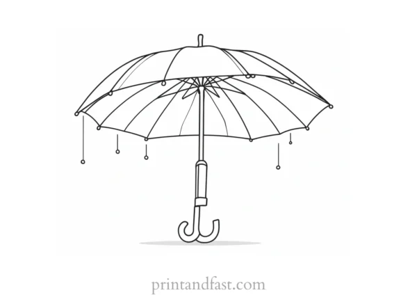 umbrella coloring page with rainbow