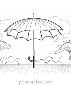 umbrella coloring page with sun