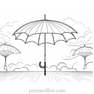 umbrella coloring page with sun