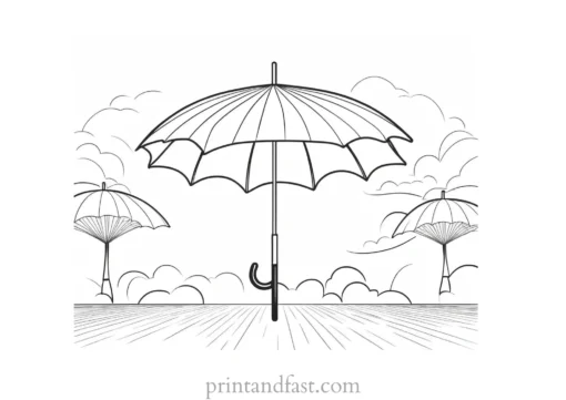 umbrella coloring page with sun