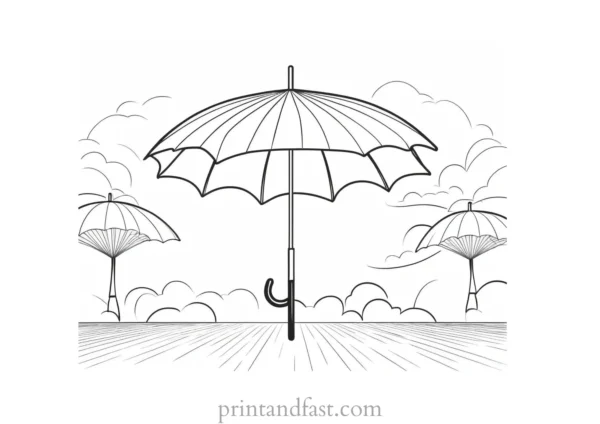 umbrella coloring page with sun