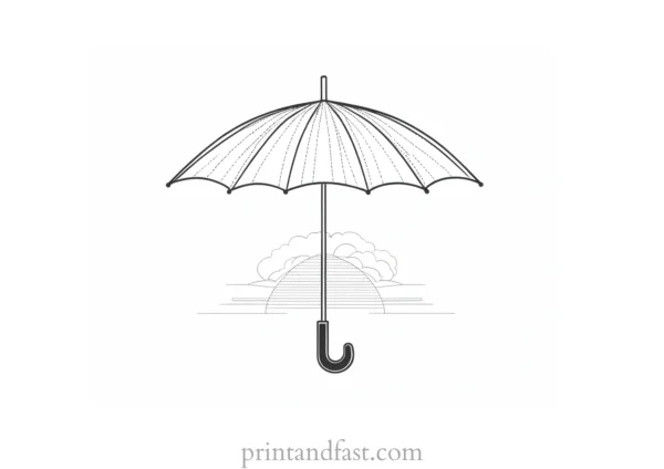 umbrella coloring page with umbrella word